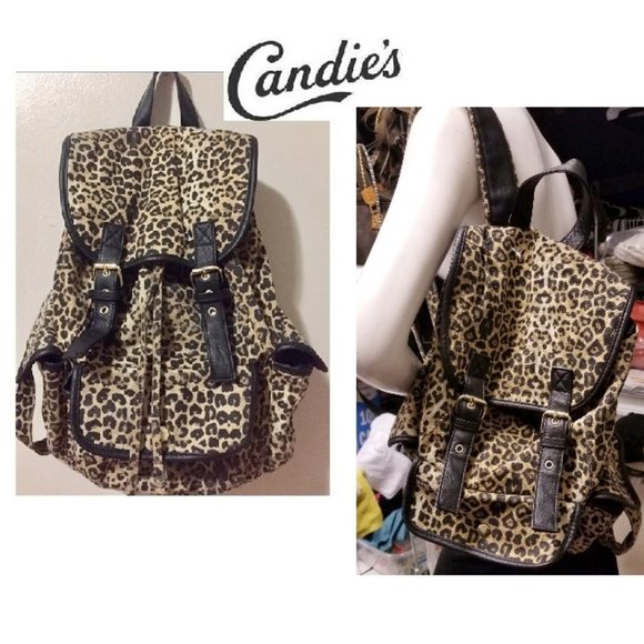 Candie's Handbags - Floppy Fits a TON Leopard Print Backpack Bag